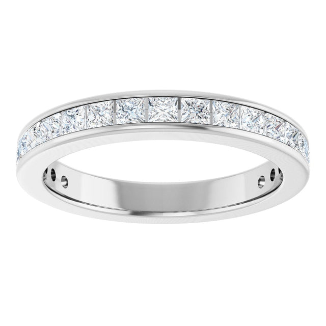 14K Gold Square Lab-Grown Diamond Channel-Set Anniversary Band – 2x2 mm Stones - White Gold - view 3
