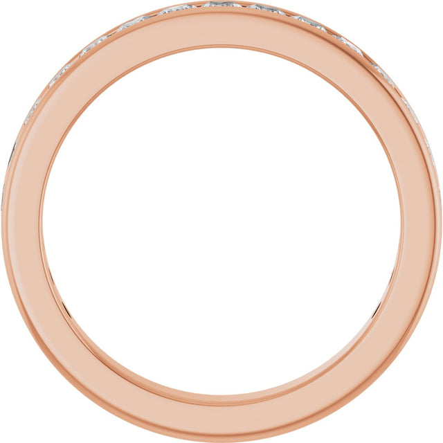 14K Gold Square Natural Diamond Channel-Set Anniversary Band – 2x2 mm Stones - Rose Gold - view 2