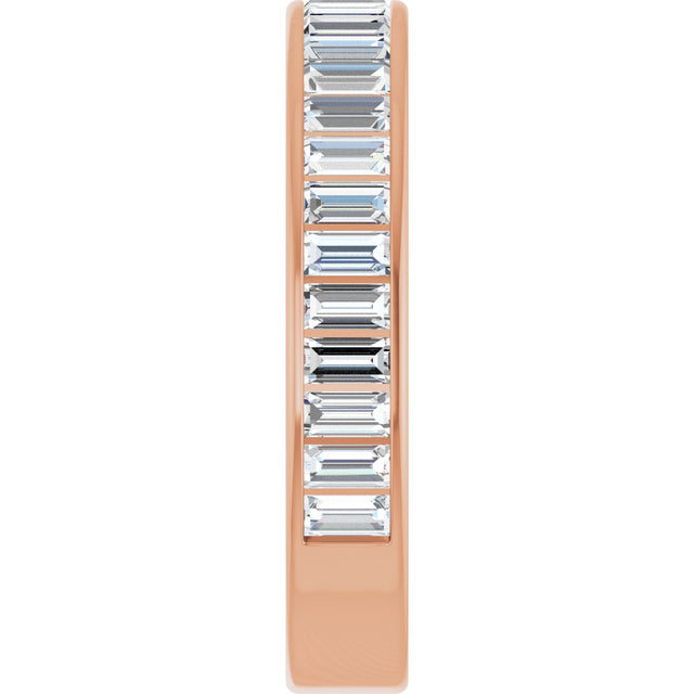 14K Gold Straight Baguette Lab-Grown Diamond Channel-Set Anniversary Band – 3x1.5 mm Stones - Rose Gold - view 4