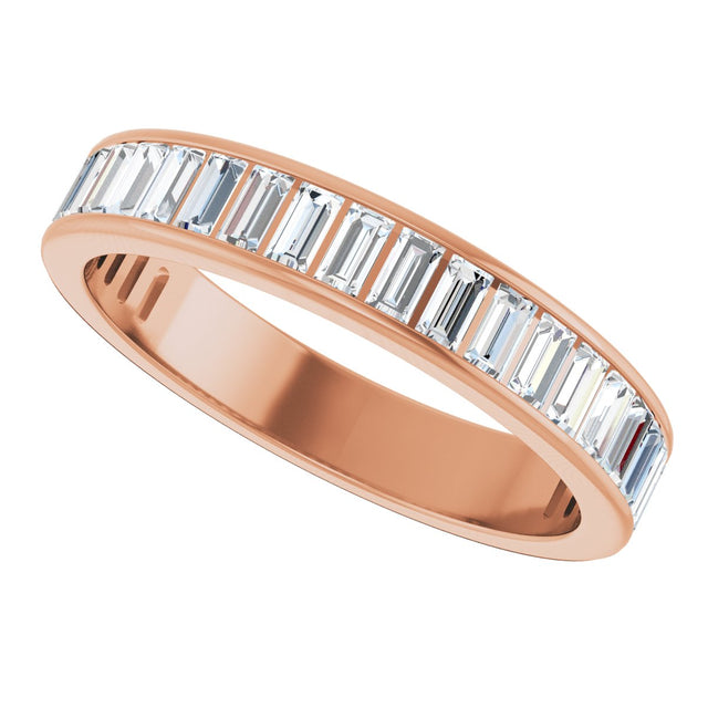 14K Gold Straight Baguette Natural Diamond Channel-Set Anniversary Band – 3x1.5 mm Stones - Rose Gold - view 5