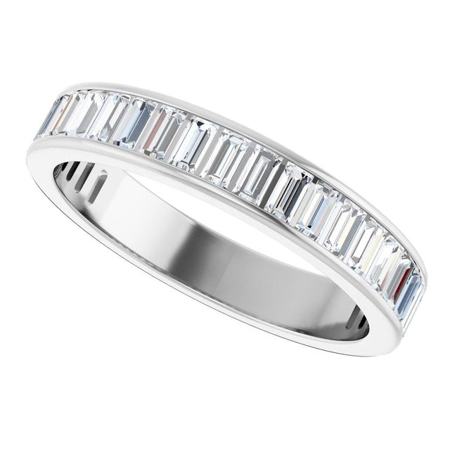 14K Gold Straight Baguette Natural Diamond Channel-Set Anniversary Band – 3x1.5 mm Stones - White Gold - view 5