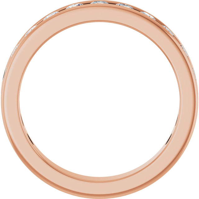 14K Gold Round Natural Diamond Channel-Set Anniversary Band – 2.5 mm Stones - Rose Gold - view 2