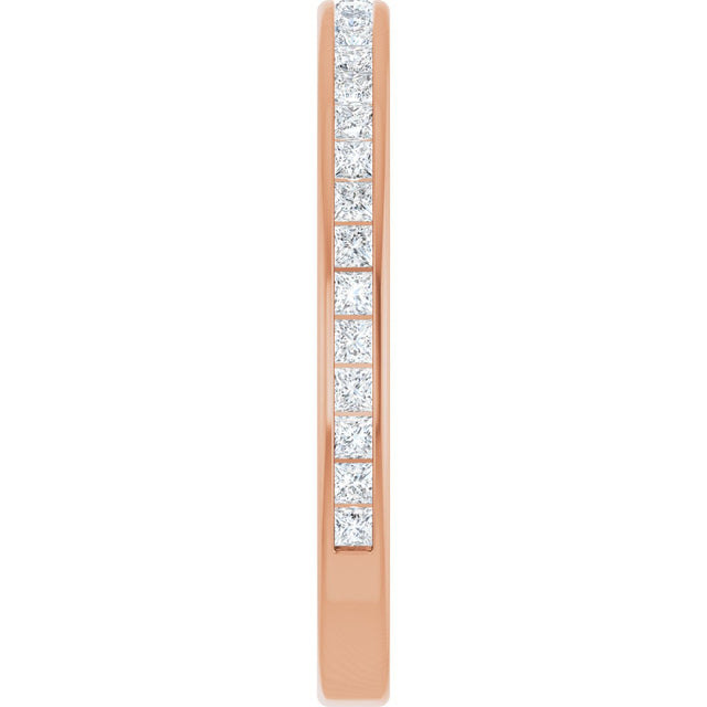 14K Gold Square Lab-Grown Diamond Channel-Set Anniversary Band – 1.5x1.5 mm Stones - Rose Gold - view 4