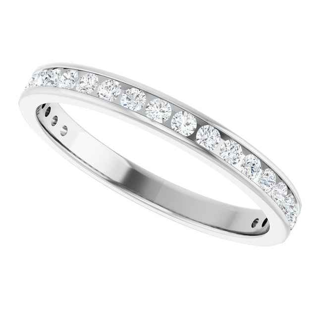 10K Gold Round Natural Diamond Channel-Set Anniversary Band – 1/2 CTW – Sizes 4-14.5 - White Gold - view 5