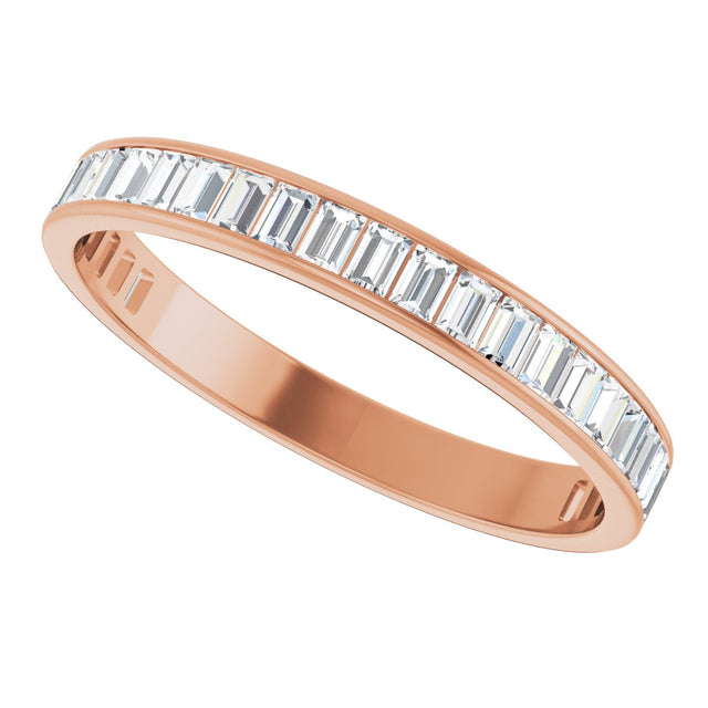 14K Gold Straight Baguette Natural Diamond Channel-Set Anniversary Band – 3x2 mm Stones (2 3/8 CTW) - Rose Gold - view 5