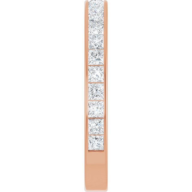 14K Gold Square Lab-Grown Diamond Channel-Set Anniversary Band – 2.5x2.5 mm Stones - Rose Gold - view 4