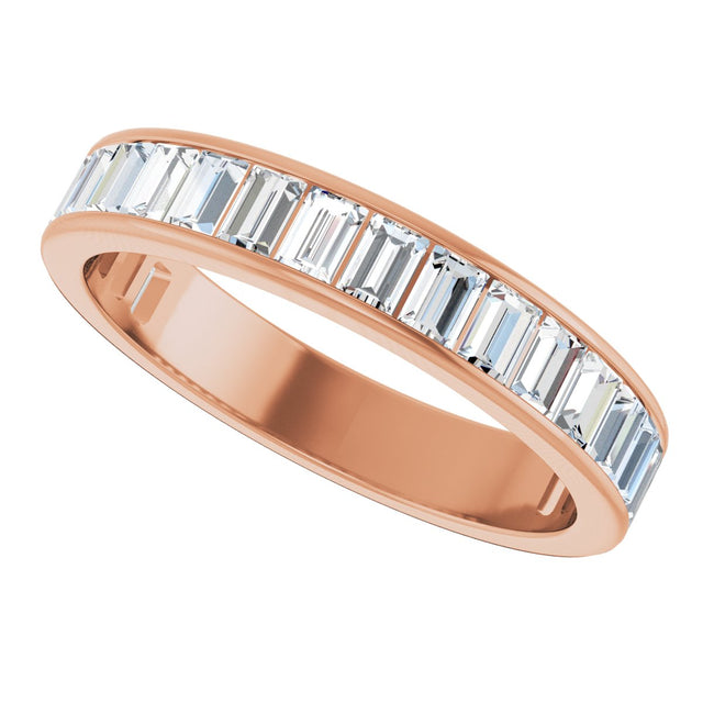 14K Gold Straight Baguette Natural Diamond Channel-Set Anniversary Band – 3x2 mm Stones - Rose Gold - view 5