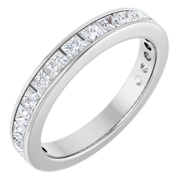 10K Gold Square Natural Diamond Channel-Set Anniversary Band – 1 1/5 CTW - White Gold