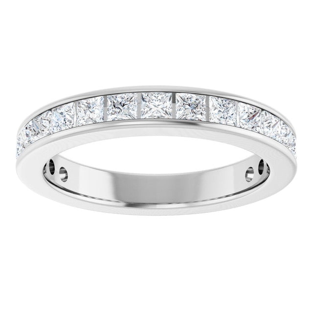 10K Gold Square Natural Diamond Channel-Set Anniversary Band – 1 3/8 CTW - White Gold - view 3