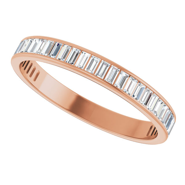 14K Gold Straight Baguette Natural Diamond Channel-Set Anniversary Band – 3x1.5 mm Stones (1 3/8–1 1/2 CTW) - Rose Gold - view 5