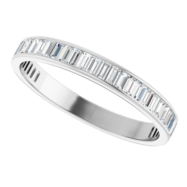 14K Gold Straight Baguette Natural Diamond Channel-Set Anniversary Band – 3x1.5 mm Stones (1 3/8–1 1/2 CTW) - White Gold - view 5