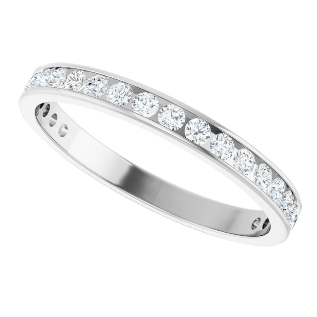 14K Gold Round Natural Diamond Channel-Set Anniversary Band – 2.5 mm Stones - White Gold - view 5