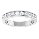 14K Gold Round Natural Diamond Channel-Set Anniversary Band – 2.25 mm Stones - White Gold - view 3