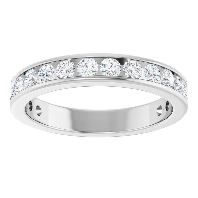 14K Gold Round Lab-Grown Diamond Channel-Set Anniversary Band – 2.25 mm Stones - White Gold - view 3