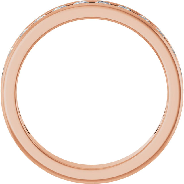 14K Gold Round Lab-Grown Diamond Channel-Set Anniversary Band – 2.25 mm Stones - Rose Gold - view 2