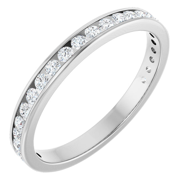 10K Gold Round Natural Diamond Channel-Set Anniversary Band – 5/8 CTW - White Gold