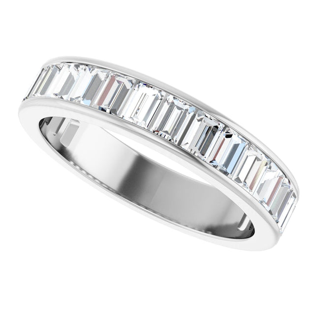 14K Gold Straight Baguette Lab-Grown Diamond Channel-Set Anniversary Band – 3x2 mm Stones - White Gold - view 5