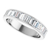 14K Gold Straight Baguette Natural Diamond Channel-Set Anniversary Band – 3x2 mm Stones - White Gold - view 5