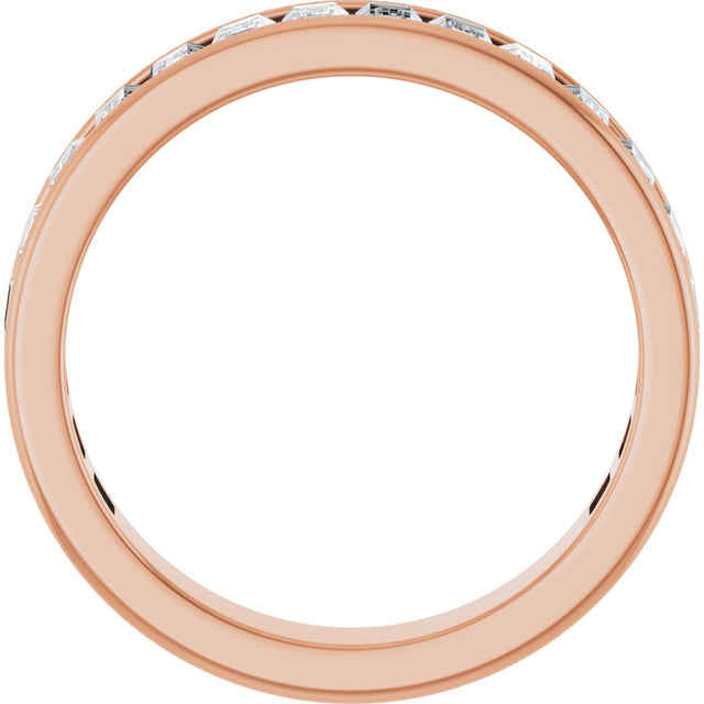 14K Gold Straight Baguette Lab-Grown Diamond Channel-Set Anniversary Band – 3x2 mm Stones - Rose Gold - view 2