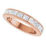 14K Gold Square Natural Diamond Channel-Set Anniversary Band – 2.5x2.5 mm Stones - Rose Gold - view 5