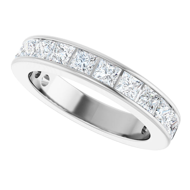 14K Gold Square Natural Diamond Channel-Set Anniversary Band – 2.5x2.5 mm Stones - White Gold - view 5