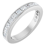 14K Gold Square Lab-Grown Diamond Channel-Set Anniversary Band – 2x2 mm Stones - White Gold