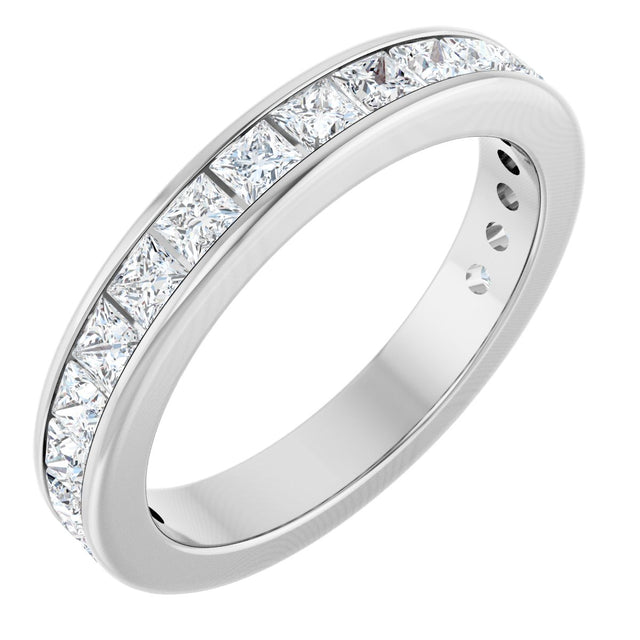 14K Gold Square Lab-Grown Diamond Channel-Set Anniversary Band – 2x2 mm Stones - White Gold