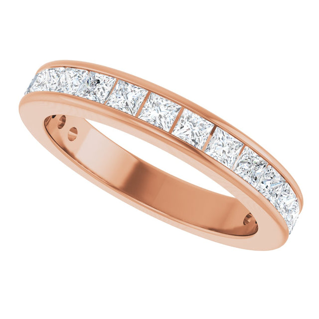 14K Gold Square Lab-Grown Diamond Channel-Set Anniversary Band – 2x2 mm Stones - Rose Gold - view 5