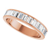 14K Gold Straight Baguette Natural Diamond Channel-Set Anniversary Band – 3x2 mm Stones - Rose Gold - view 5