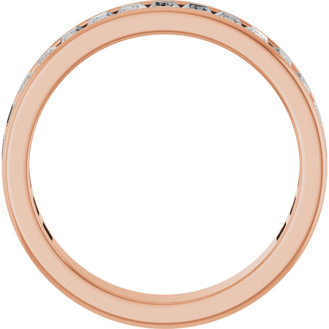 14K Gold Straight Baguette Natural Diamond Channel-Set Anniversary Band – 3x2 mm Stones - Rose Gold - view 2
