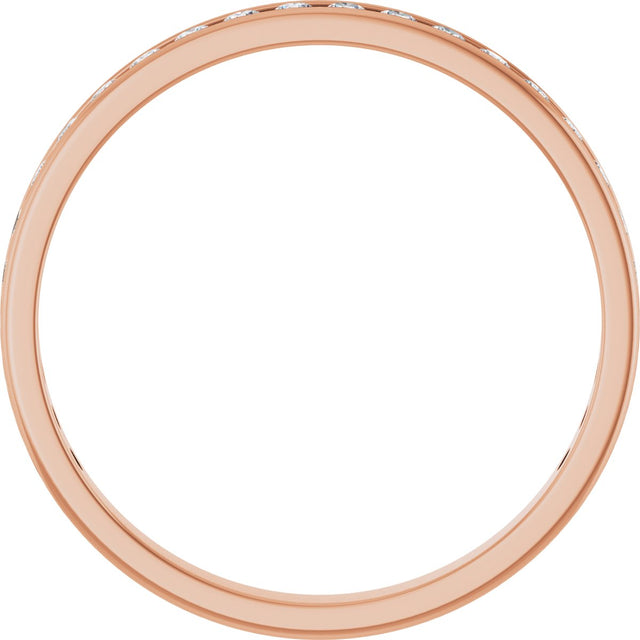 14K Gold Round Natural Diamond Channel-Set Anniversary Band – 2.25 mm Stones (1 CTW) - Rose Gold - view 2