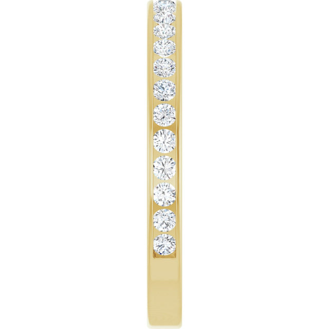 14K Gold Round Natural Diamond Channel-Set Anniversary Band – 2.25 mm Stones (1 CTW) - Yellow Gold - view 4