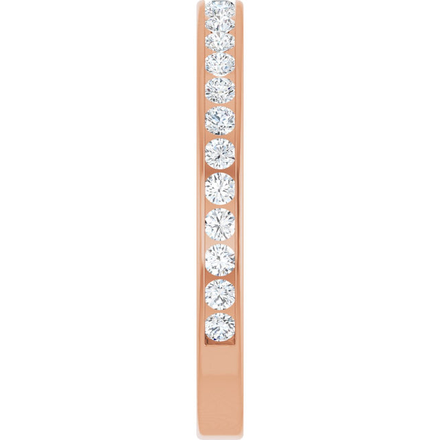 14K Gold Round Natural Diamond Channel-Set Anniversary Band – 2.25 mm Stones (1 CTW) - Rose Gold - view 4