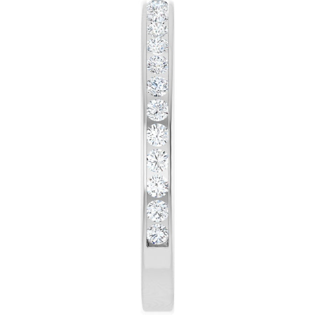 14K Gold Round Natural Diamond Channel-Set Anniversary Band – 2.25 mm Stones (1 CTW) - White Gold - view 4