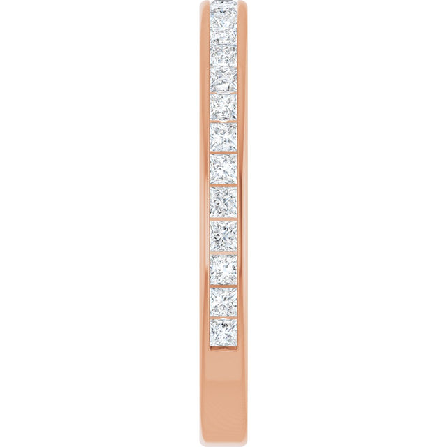 14K Gold Square Lab-Grown Diamond Channel-Set Anniversary Band – 1.75x1.75 mm Stones - Rose Gold - view 4