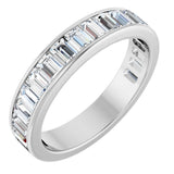 14K Gold Straight Baguette Lab-Grown Diamond Channel-Set Anniversary Band – 3x2 mm Stones - White Gold