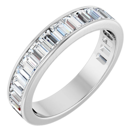 14K Gold Straight Baguette Lab-Grown Diamond Channel-Set Anniversary Band – 3x2 mm Stones - White Gold