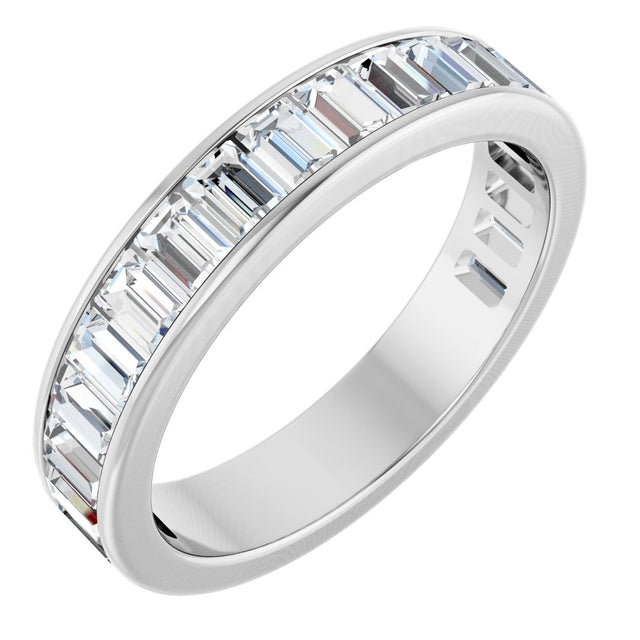 14K Gold Straight Baguette Lab-Grown Diamond Channel-Set Anniversary Band – 3x2 mm Stones - White Gold