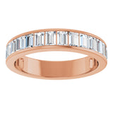 14K Gold Straight Baguette Lab-Grown Diamond Channel-Set Anniversary Band – 3x2 mm Stones - Rose Gold - view 3