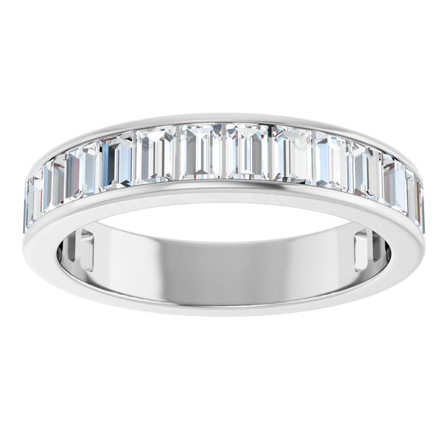 14K Gold Straight Baguette Lab-Grown Diamond Channel-Set Anniversary Band – 3x2 mm Stones - White Gold - view 3