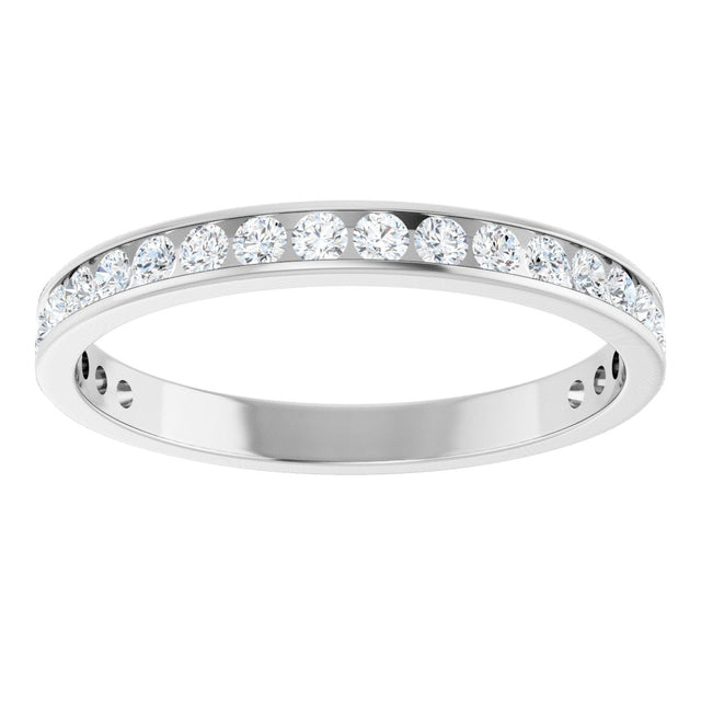 14K Gold Round Natural Diamond Channel-Set Anniversary Band – 2.5 mm Stones - White Gold - view 3