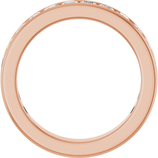 14K Gold Square Lab-Grown Diamond Channel-Set Anniversary Band – 2.25x2.25 mm Stones - Rose Gold - view 2