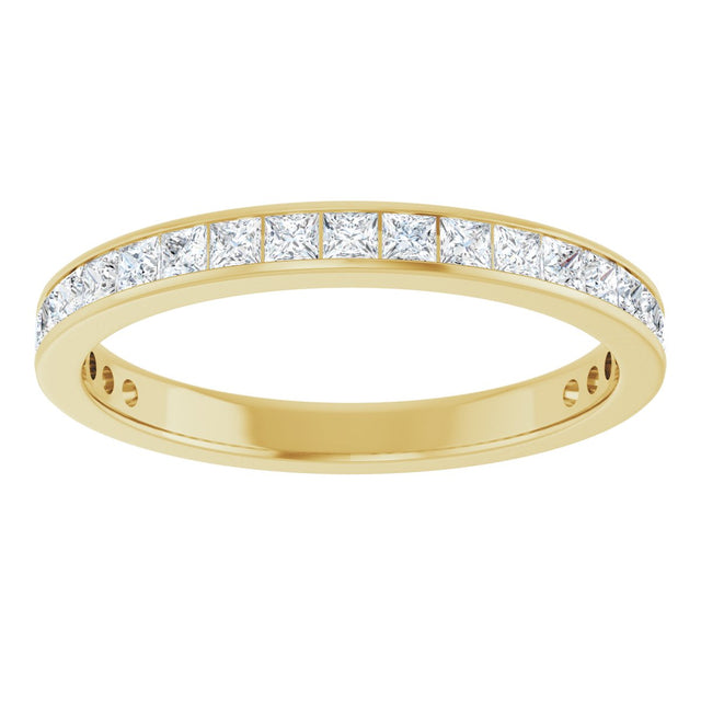 14K Gold Square Lab-Grown Diamond Channel-Set Anniversary Band – 2.5x2.5 mm Stones (2 1/3–2 3/8 CTW) - Yellow Gold - view 3