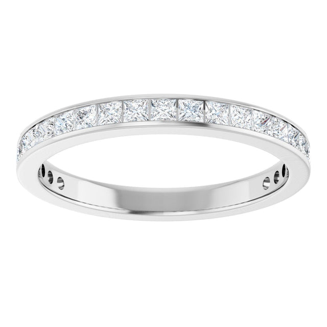 14K Gold Square Lab-Grown Diamond Channel-Set Anniversary Band – 2.5x2.5 mm Stones (2 1/3–2 3/8 CTW) - White Gold - view 3