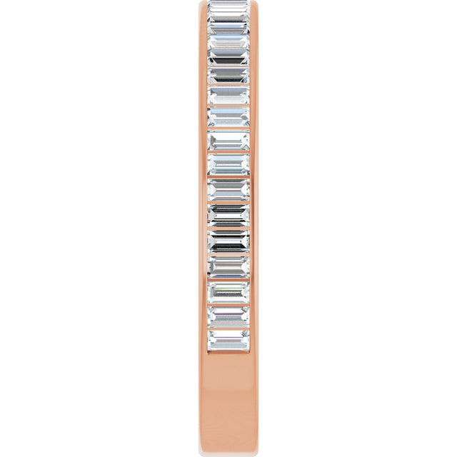 14K Gold Straight Baguette Lab-Grown Diamond Channel-Set Anniversary Band – 3x1.5 mm Stones (1 3/8–1 1/2 CTW) - Rose Gold - view 4