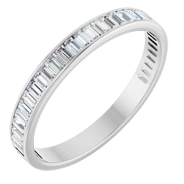 14K Gold Straight Baguette Natural Diamond Channel-Set Anniversary Band – 3x1.5 mm Stones (1 3/8–1 1/2 CTW) - White Gold
