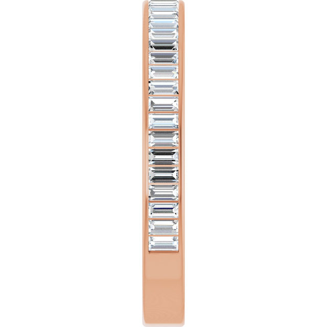 14K Gold Straight Baguette Lab-Grown Diamond Channel-Set Anniversary Band – 3x1.5 mm Stones (1 3/8–1 1/2 CTW) - Rose Gold - view 4