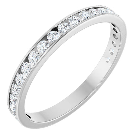 14K Gold Round Lab-Grown Diamond Channel-Set Anniversary Band – 2.5 mm Stones - White Gold