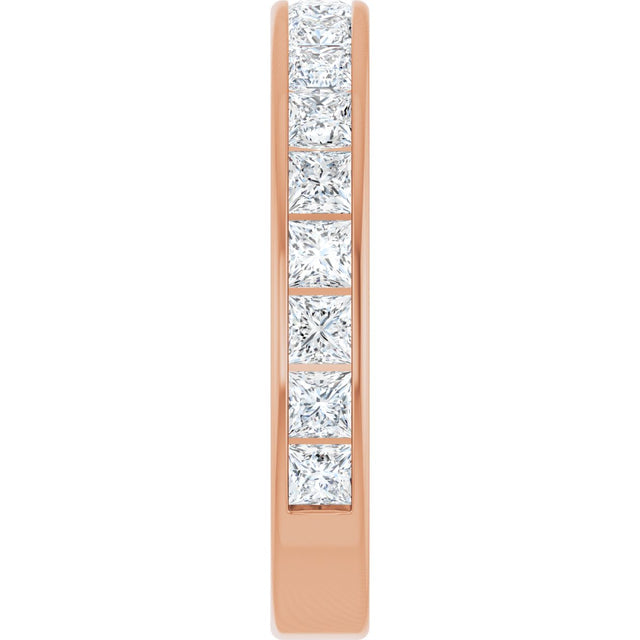14K Gold Square Lab-Grown Diamond Channel-Set Anniversary Band – 2.25x2.25 mm Stones - Rose Gold - view 4