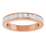 14K Gold Square Natural Diamond Channel-Set Anniversary Band – 2.25x2.25 mm Stones - Rose Gold - view 3